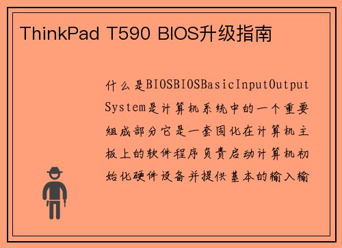ThinkPad T590 BIOS升级指南